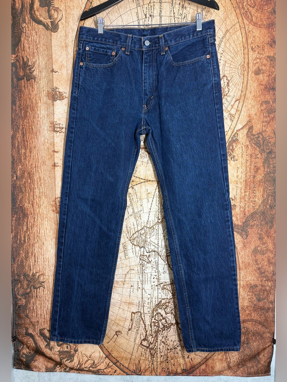 Levis Mens Blue Jeans Red Tab 505 Straight Leg 34x34 Dark Wash 00505-0216  EUC